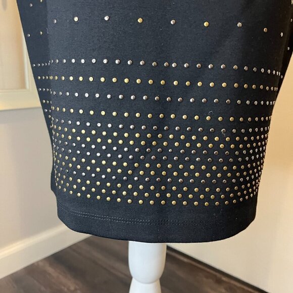 Carmen Marc Valvo Black Studded Knit Pencil Skirt, Size Medium - Picture 3 of 15